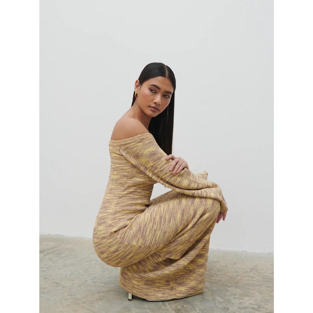 NEW Pretty Lavish Joanna Bardot Off Shoulder Knit Midi Maxi Bodycon Dress Size M - Picture 2 of 11